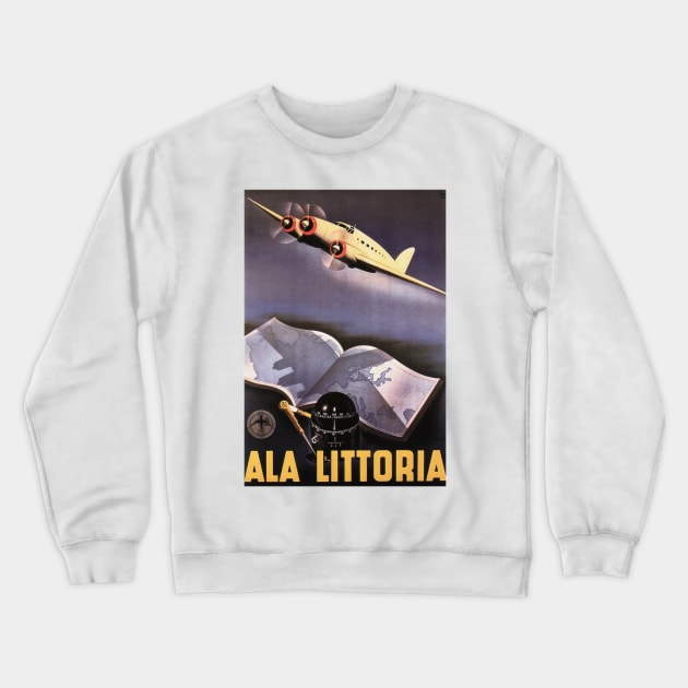 ALA LITTORIA ITALY National Airline Advertisement Vintage Travel Crewneck Sweatshirt by vintageposters